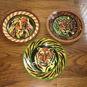 Vintage Bob Mackie Animal Lion Tiger Cheetah Plates